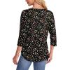 imageOFEEFAN Womens Tops 34 Length Sleeve Blouses Dressy Casual Spring Summer Outfits Pleated Front T Shirts Curved HemZfloral Black