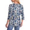 imageOFEEFAN Womens Tops 34 Length Sleeve Blouses Dressy Casual Spring Summer Outfits Pleated Front T Shirts Curved HemZfloral Blue