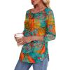 imageOFEEFAN Womens Tops 34 Length Sleeve Blouses Dressy Casual Spring Summer Outfits Pleated Front T Shirts Curved HemZfloral Palm