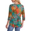 imageOFEEFAN Womens Tops 34 Length Sleeve Blouses Dressy Casual Spring Summer Outfits Pleated Front T Shirts Curved HemZfloral Palm