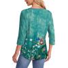 imageOFEEFAN Womens Tops 34 Length Sleeve Blouses Dressy Casual Spring Summer Outfits Pleated Front T Shirts Curved HemZfloral Teal