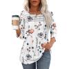imageOFEEFAN Womens Tops 34 Length Sleeve Blouses Dressy Casual Spring Summer Outfits Pleated Front T Shirts Curved HemZfloral White
