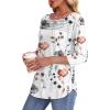 imageOFEEFAN Womens Tops 34 Length Sleeve Blouses Dressy Casual Spring Summer Outfits Pleated Front T Shirts Curved HemZfloral White