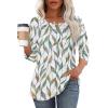 imageOFEEFAN Womens Tops 34 Length Sleeve Blouses Dressy Casual Spring Summer Outfits Pleated Front T Shirts Curved HemZleaf Prints