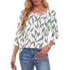 imageOFEEFAN Womens Tops 34 Length Sleeve Blouses Dressy Casual Spring Summer Outfits Pleated Front T Shirts Curved HemZleaf Prints