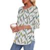 imageOFEEFAN Womens Tops 34 Length Sleeve Blouses Dressy Casual Spring Summer Outfits Pleated Front T Shirts Curved HemZleaf Prints