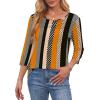 imageOFEEFAN Womens Tops 34 Length Sleeve Blouses Dressy Casual Spring Summer Outfits Pleated Front T Shirts Curved HemZstriped Dots