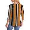 imageOFEEFAN Womens Tops 34 Length Sleeve Blouses Dressy Casual Spring Summer Outfits Pleated Front T Shirts Curved HemZstriped Dots