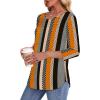 imageOFEEFAN Womens Tops 34 Length Sleeve Blouses Dressy Casual Spring Summer Outfits Pleated Front T Shirts Curved HemZstriped Dots