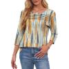 imageOFEEFAN Womens Tops 34 Length Sleeve Blouses Dressy Casual Spring Summer Outfits Pleated Front T Shirts Curved HemZtiedye Blue