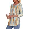 imageOFEEFAN Womens Tops 34 Length Sleeve Blouses Dressy Casual Spring Summer Outfits Pleated Front T Shirts Curved HemZtiedye Blue