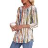 imageOFEEFAN Womens Tops 34 Length Sleeve Blouses Dressy Casual Spring Summer Outfits Pleated Front T Shirts Curved HemZtiedye Brown