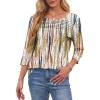 imageOFEEFAN Womens Tops 34 Length Sleeve Blouses Dressy Casual Spring Summer Outfits Pleated Front T Shirts Curved HemZtiedye Brown