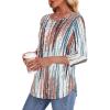 imageOFEEFAN Womens Tops 34 Length Sleeve Blouses Dressy Casual Spring Summer Outfits Pleated Front T Shirts Curved HemZtiedye Multi