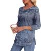 imageOFEEFAN Womens Tops 34 Length Sleeve Blouses Dressy Casual Spring Summer Outfits Pleated Front T Shirts Curved HemZtiedye Palenavy