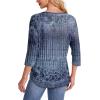 imageOFEEFAN Womens Tops 34 Length Sleeve Blouses Dressy Casual Spring Summer Outfits Pleated Front T Shirts Curved HemZtiedye Palenavy