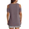 imageOFEEFAN Womens Tops Cold Shoulder Short Sleeve V Neck Tee Shirts Summer Spring Dressy Casual PlainPrintedPlain Coffeegrey