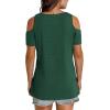 imageOFEEFAN Womens Tops Cold Shoulder Short Sleeve V Neck Tee Shirts Summer Spring Dressy Casual PlainPrintedPlain Green