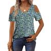 imageOFEEFAN Womens Tops Cold Shoulder Short Sleeve V Neck Tee Shirts Summer Spring Dressy Casual PlainPrintedPrinted B