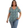 imageOFEEFAN Womens Tops Cold Shoulder Short Sleeve V Neck Tee Shirts Summer Spring Dressy Casual PlainPrintedPrinted B