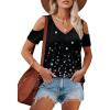 imageOFEEFAN Womens Tops Cold Shoulder Short Sleeve V Neck Tee Shirts Summer Spring Dressy Casual PlainPrintedPrinted C