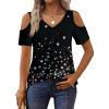 imageOFEEFAN Womens Tops Cold Shoulder Short Sleeve V Neck Tee Shirts Summer Spring Dressy Casual PlainPrintedPrinted C