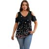 imageOFEEFAN Womens Tops Cold Shoulder Short Sleeve V Neck Tee Shirts Summer Spring Dressy Casual PlainPrintedPrinted C