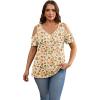 imageOFEEFAN Womens Tops Cold Shoulder Short Sleeve V Neck Tee Shirts Summer Spring Dressy Casual PlainPrintedPrinted D