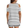imageOFEEFAN Womens Tops Cold Shoulder Short Sleeve V Neck Tee Shirts Summer Spring Dressy Casual PlainPrintedStriped White Black
