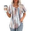 imageOFEEFAN Womens T Shirts V Neck Short Sleeve Casual Tops Loose Fit Basic Tees with Curved HemZtie Dye Brown