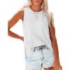 imageOFEEFAN Womens Tank Tops High Neck Summer Tops Eyelet Sleeveless Shirts Loose Fit 2025Awhite