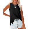 imageOFEEFAN Womens Tank Tops High Neck Summer Tops Eyelet Sleeveless Shirts Loose Fit 2025Bblack