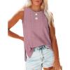 imageOFEEFAN Womens Tank Tops High Neck Summer Tops Eyelet Sleeveless Shirts Loose Fit 2025Dpink