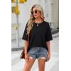 imageOFEEFAN Summer Tops for Women 2025 Short Sleeve Shirts Dressy Casual Crew Neck Tshirts FashionBlack