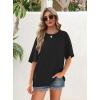 imageOFEEFAN Summer Tops for Women 2025 Short Sleeve Shirts Dressy Casual Crew Neck Tshirts FashionBlack