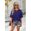 imageOFEEFAN Summer Tops for Women 2025 Short Sleeve Shirts Dressy Casual Crew Neck Tshirts FashionBlue