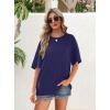 imageOFEEFAN Summer Tops for Women 2025 Short Sleeve Shirts Dressy Casual Crew Neck Tshirts FashionBlue