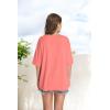 imageOFEEFAN Summer Tops for Women 2025 Short Sleeve Shirts Dressy Casual Crew Neck Tshirts FashionCoral