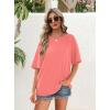 imageOFEEFAN Summer Tops for Women 2025 Short Sleeve Shirts Dressy Casual Crew Neck Tshirts FashionCoral