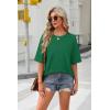 imageOFEEFAN Summer Tops for Women 2025 Short Sleeve Shirts Dressy Casual Crew Neck Tshirts FashionGreen