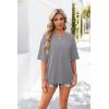 imageOFEEFAN Summer Tops for Women 2025 Short Sleeve Shirts Dressy Casual Crew Neck Tshirts FashionGrey