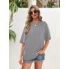 imageOFEEFAN Summer Tops for Women 2025 Short Sleeve Shirts Dressy Casual Crew Neck Tshirts FashionGrey