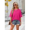 imageOFEEFAN Summer Tops for Women 2025 Short Sleeve Shirts Dressy Casual Crew Neck Tshirts FashionHot Pink