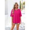 imageOFEEFAN Summer Tops for Women 2025 Short Sleeve Shirts Dressy Casual Crew Neck Tshirts FashionHot Pink