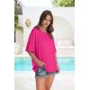 imageOFEEFAN Summer Tops for Women 2025 Short Sleeve Shirts Dressy Casual Crew Neck Tshirts FashionHot Pink