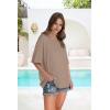 imageOFEEFAN Summer Tops for Women 2025 Short Sleeve Shirts Dressy Casual Crew Neck Tshirts FashionKhaki