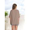 imageOFEEFAN Summer Tops for Women 2025 Short Sleeve Shirts Dressy Casual Crew Neck Tshirts FashionKhaki