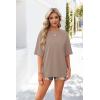imageOFEEFAN Summer Tops for Women 2025 Short Sleeve Shirts Dressy Casual Crew Neck Tshirts FashionKhaki