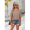 imageOFEEFAN Summer Tops for Women 2025 Short Sleeve Shirts Dressy Casual Crew Neck Tshirts FashionKhaki