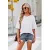 imageOFEEFAN Summer Tops for Women 2025 Short Sleeve Shirts Dressy Casual Crew Neck Tshirts FashionWhite